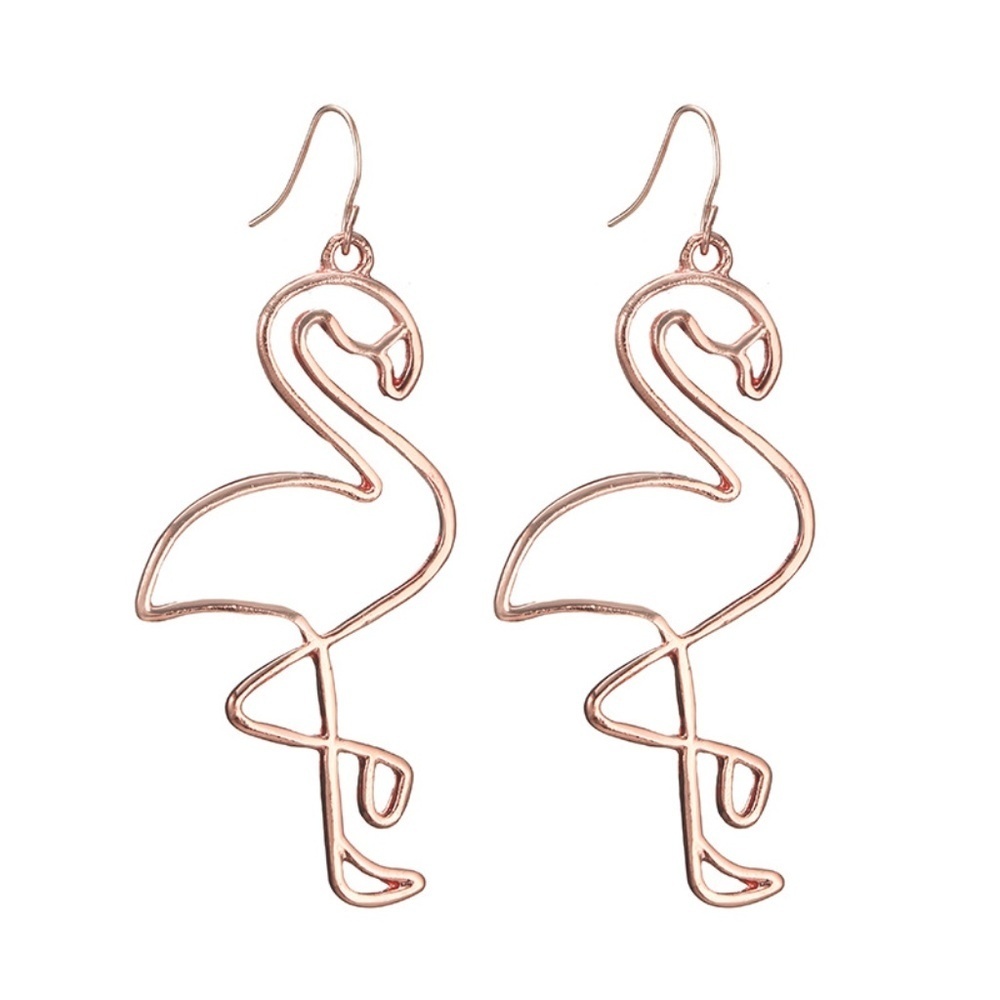 *KAVINDRA* Rose Gold Flamingo Fashion Earrings